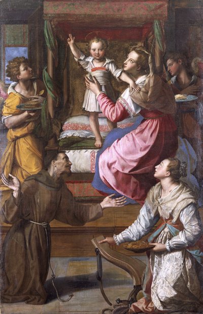 Maagd en Kind met Heiligen Franciscus en Lucia door Alessandro Allori