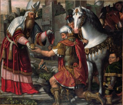 Ontmoeting van Abraham en Melchizedek door Alessandro Bonvicino Moretto