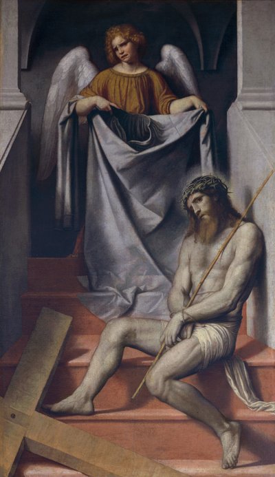 Passie van Christus en engel door Alessandro Bonvicino Moretto