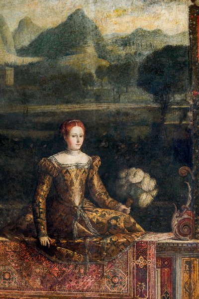 Portret van een edelvrouw (detail) door Alessandro Bonvicino Moretto