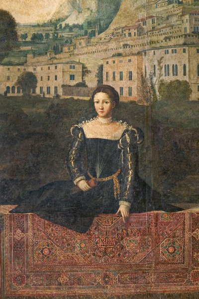 Portret van een edelvrouw, detail van de Kleine Kamer van de Edelvrouwen door Alessandro Bonvicino Moretto
