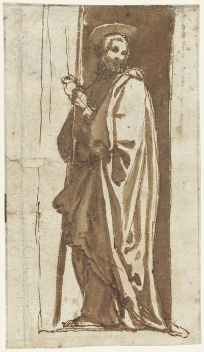 Staande heilige in een nis (Johannes de Doper?) door Alessandro Casolani (possibly)