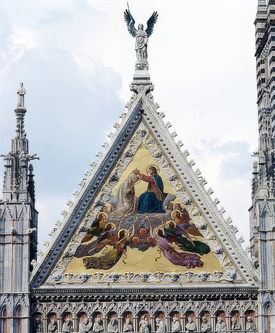 Kathedraal van Siena (Cattedrale di Santa Maria Assunta). Detail: Mozaïek met de kroning van Maria door Alessandro Franchi