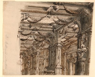 Toneelontwerp: Paleisinterieur door Alessandro Galli Bibiena, 1686 – 1748