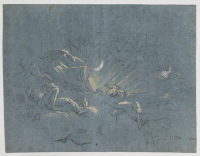 Selene en Endymion, ontwerp voor een plafondschildering door Alessandro Gherardini