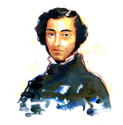 Charles-Alexis-Henri Clerel de Tocqueville (1805-59) - Portret van Alexis de Tocqueville (Alexis Charles Henri Cleral de Tocqueville) (1805 - 1859), Franse historicus en politicus door Alessandro Lonati