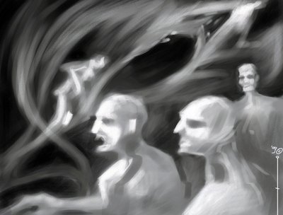 Fantastische wezens: een groep specters - Tekening door Alessandro Lonati door Alessandro Lonati