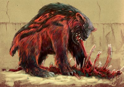 Fantastische monsters en wezens, cryptozoologie: de Nandi beer, die de savannes van Tanzania en Kenia bewoont door Alessandro Lonati