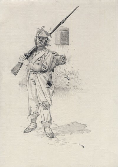 Eerste Keizerrijk (1804-1814 of 1815): soldaat van het Napoleontische leger, infanterist van een brigade ruiters in een fort door Alessandro Lonati