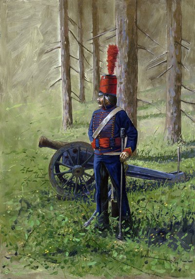 Eerste keizerrijk: lid van de revolutionaire artillerie bij zijn kanon door Alessandro Lonati