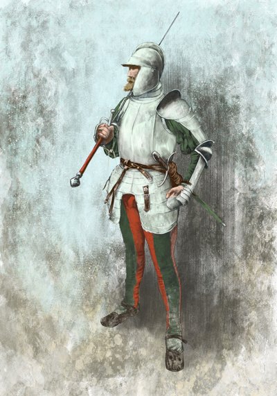Landsknecht in harnas (Illustratie) door Alessandro Lonati