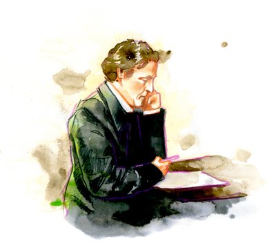 Lewis Carroll, Engelse schrijver - portret van Lewis Carroll (Charles Lutwidge Dodgson) door Alessandro Lonati