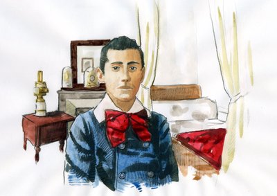 Marcel Proust jong in de kamer van zijn tante Elisabeth door Alessandro Lonati