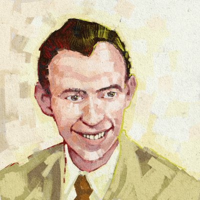 Portret van bioloog James Watson, 2023 (Illustratie) door Alessandro Lonati