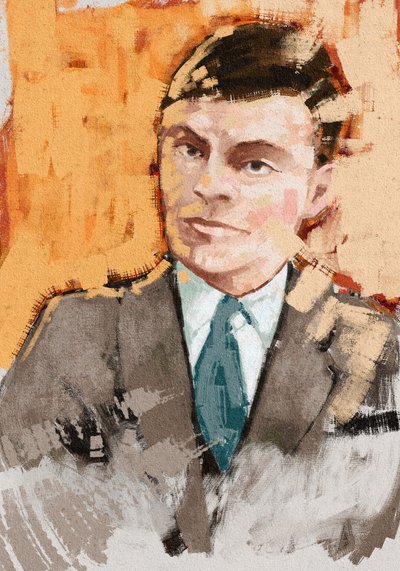 Portret van wiskundige Alan Turing, 2023 (illustratie) door Alessandro Lonati