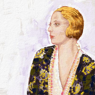 Portret van de Poolse kunstenaar Tamara De Lempicka, 2023 (illustratie) door Alessandro Lonati