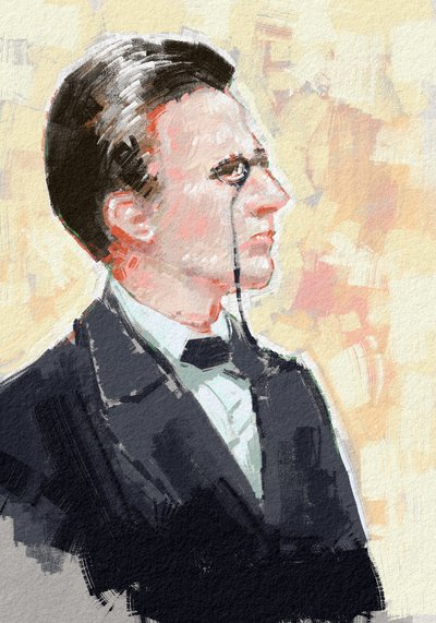 Portret van jonge wetenschapper Max Planck, 2023 (Illustratie) door Alessandro Lonati
