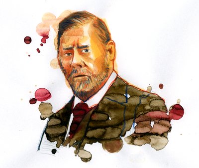 Portret van Bram Stoker (1847-1912), Ierse schrijver auteur van "Dracula" door Alessandro Lonati