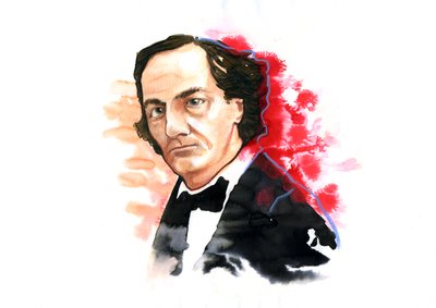 Portret van Charles Baudelaire (1821-1867) Tekening door Alessandro Lonati door Alessandro Lonati
