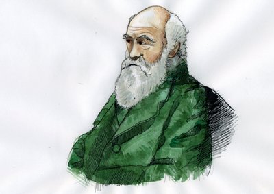 Portret van Charles Darwin - Engelse natuuronderzoeker Charles Darwin (1809-1882) Illustratie door Alessandro Lonati