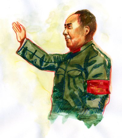 Portret van de Chinese communistische revolutionair en de grondlegger van de Volksrepubliek China Mao Zedong door Alessandro Lonati