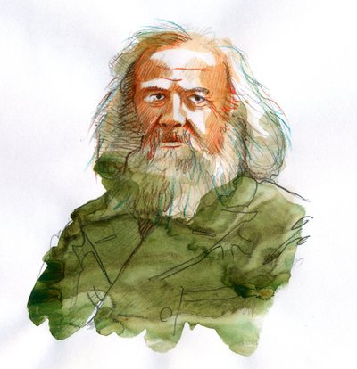 Portret van Dimitri Ivanovich Mendelejev door Alessandro Lonati