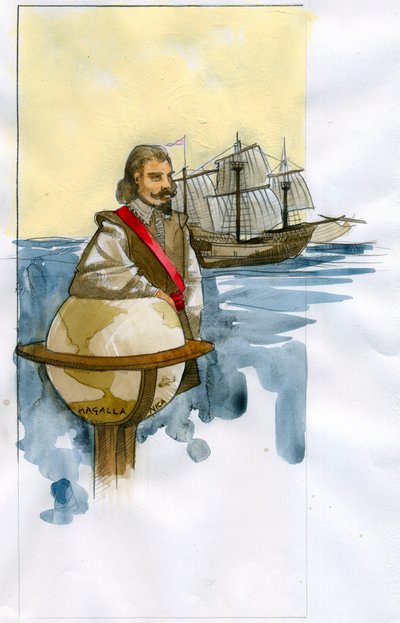 Portret van Engelse kaper, ontdekkingsreiziger, slavenhandelaar en politicus Francis Drake door Alessandro Lonati