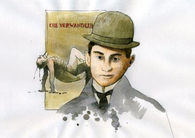Portret van Franz Kafka (1883-1924), Tsjechische schrijver door Alessandro Lonati