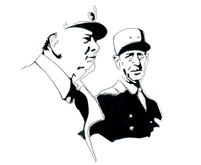 Portret van generaal Charles de Gaulle en Winston Churchill door Alessandro Lonati