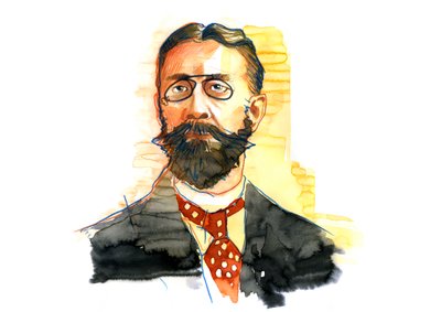 Portret van Duitse econoom en socioloog Max Weber (1864-1920) door Alessandro Lonati