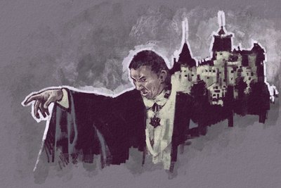 Portret van de Hongaarse acteur Bela Lugosi als Graaf Dracula (illustratie) door Alessandro Lonati