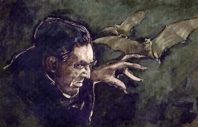 Portret van de Hongaarse acteur Bela Lugosi als Graaf Dracula door Alessandro Lonati
