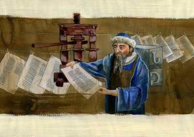 Portret van Johannes Gensfleisch genaamd Gutenberg (1400-1468), Duitse drukker Illustratie door Alessandro Lonati door Alessandro Lonati
