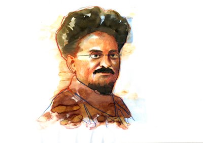 Portret van Leon Trotski (1879-1940) door Alessandro Lonati