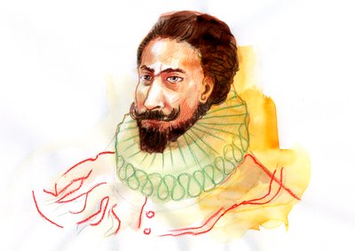 Portret van Miguel de Cervantes Saavedra (1547-1616) door Alessandro Lonati