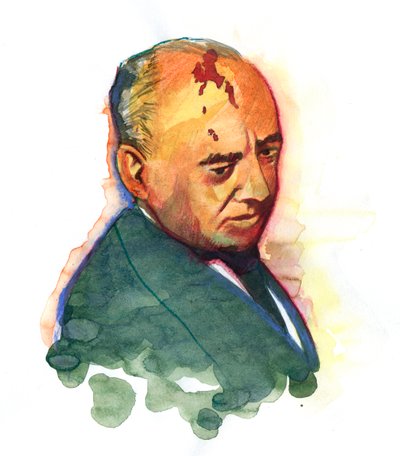 Portret van Mikhail Gorbachev (geboren in 1931) Russische politicus door Alessandro Lonati
