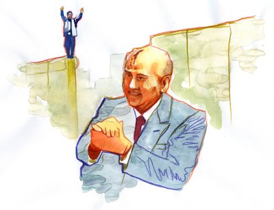 Portret van Michail Gorbatsjov (geboren in 1931) Russische politicus door Alessandro Lonati