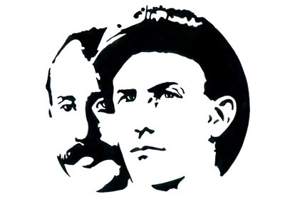 Portret van Orville (1871-1948) en Wilbur Wright (1867-1912) Amerikaanse luchtvaartpioniers door Alessandro Lonati