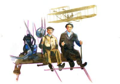 Portret van Orville (1871-1948) en Wilbur Wright (1867-1912) Amerikaanse luchtvaartpioniers door Alessandro Lonati