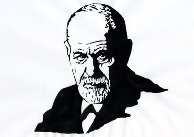 Portret van Sigmund Freud (1856-1939), Oostenrijkse psychiater (Illustratie door Alessandro Lonati) door Alessandro Lonati