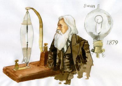 Portret van Sir Joseph Wilson Swan (1828-1914) Britse elektricien en chemicus door Alessandro Lonati