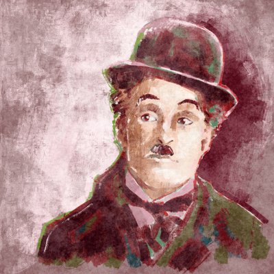 Portret van acteur en regisseur Charlie Chaplin (illustratie) door Alessandro Lonati