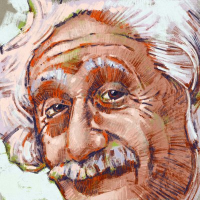 Portret van wetenschapper Albert Einstein (Illustratie) door Alessandro Lonati