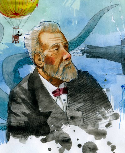 Portret van de Franse schrijver Jules Verne (1828-1905) door Alessandro Lonati