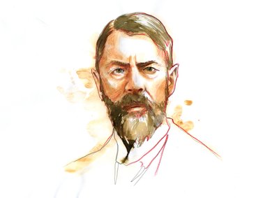 Portret van de Duitse socioloog Max Weber (1864 - 1920) door Alessandro Lonati