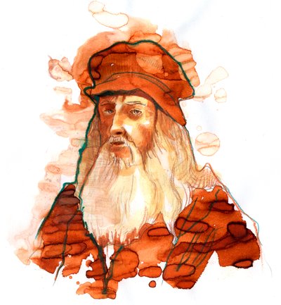 Portret van de Italiaanse kunstenaar en wetenschapper Leonardo da Vinci (1452-1519) door Alessandro Lonati