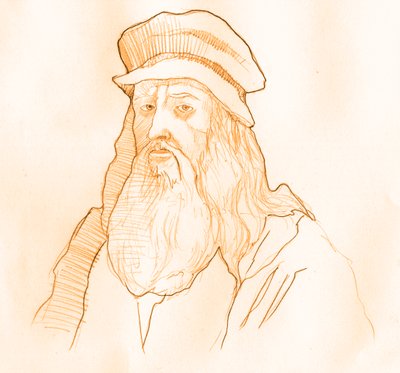 Portret van de Italiaanse kunstenaar en wetenschapper Leonardo da Vinci (1452-1519) door Alessandro Lonati