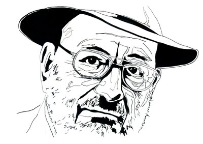 Portret van de Italiaanse intellectueel Umberto Eco (1932-2016) door Alessandro Lonati