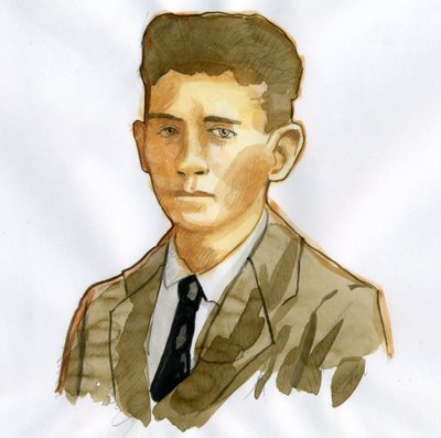 Portret van de Praagse schrijver Franz Kafka (1883-1924) door Alessandro Lonati