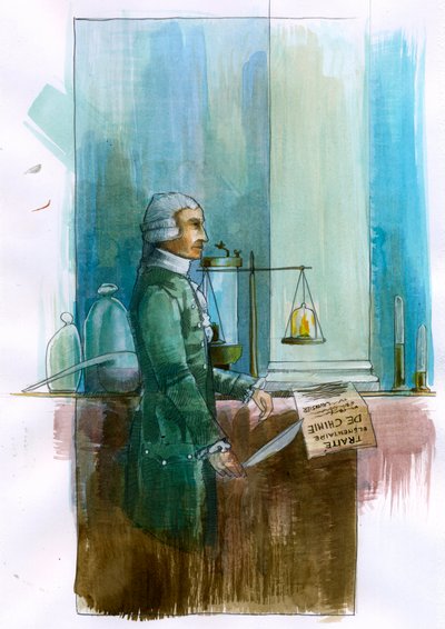 Afbeelding van Antoine Lavoisier (1743-1794), Franse chemicus, filosoof en econoom (Illustratie) door Alessandro Lonati